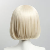 12 Inch Light Blonde Short Straight Bob Wig With Bangs